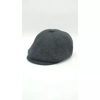 Кепка восьмиклинка тіарова утеплена з вушками в дрібну клітинку Mazur 56 Темно-сірий OR3