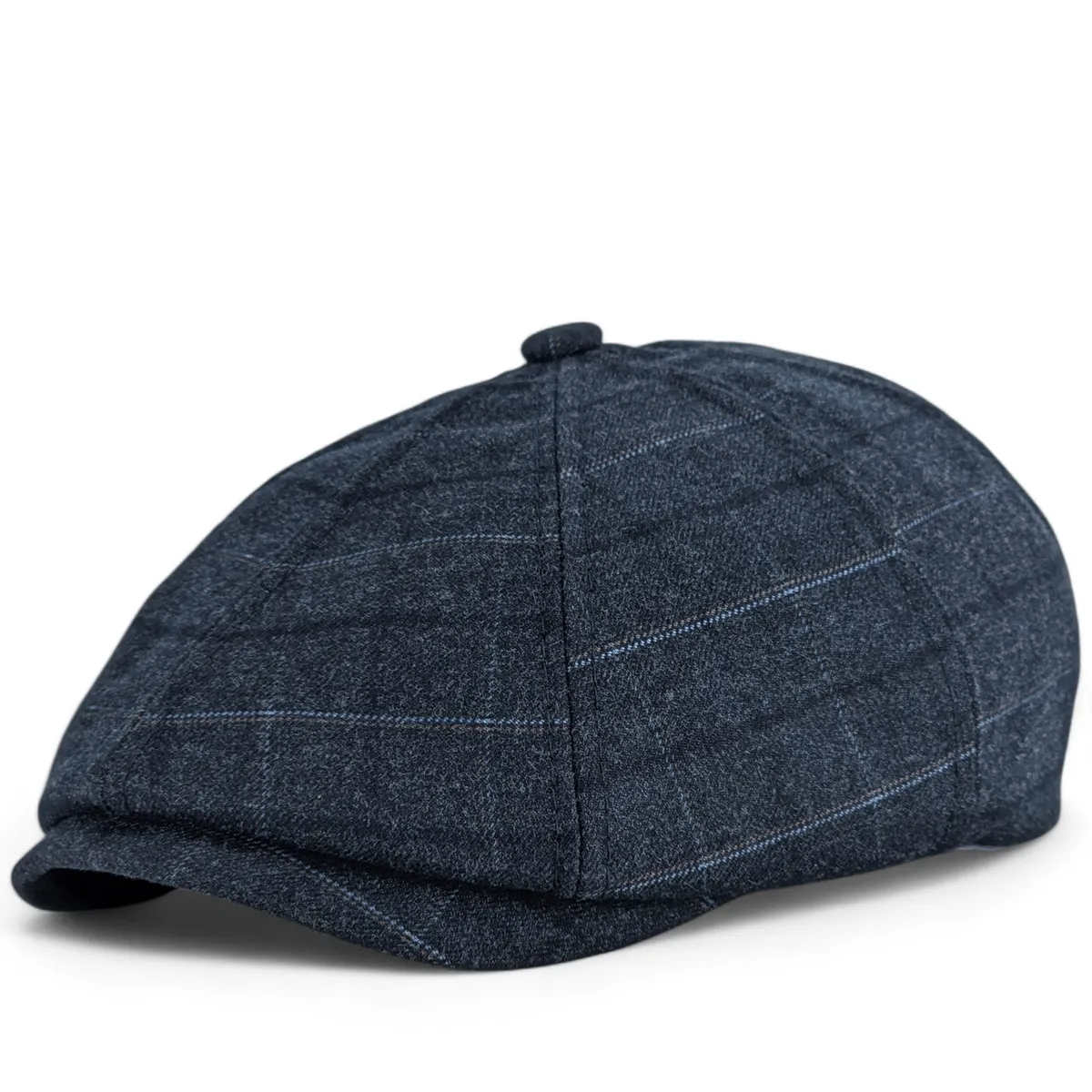 Кепка восьмиклинка хуліганка NewsBoy cap вовняна в клітинку VladAltex 52 Темно-синій 6329-26 
