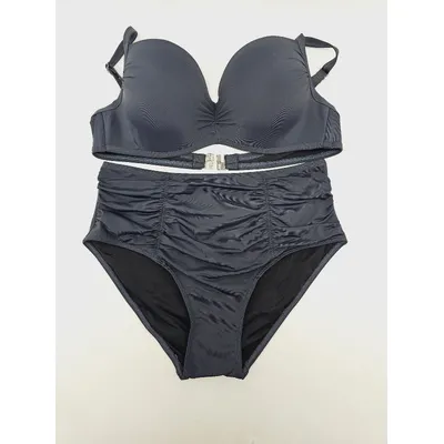 Купальник роздільний балконет з плавками високої посадки 32641-1 Atlantic Beach 42 Графітовий 11040