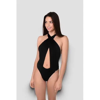 Купальник суцільний ліф з широкими смужками навхрест Lula2 Madora 34/XS Чорний 12754