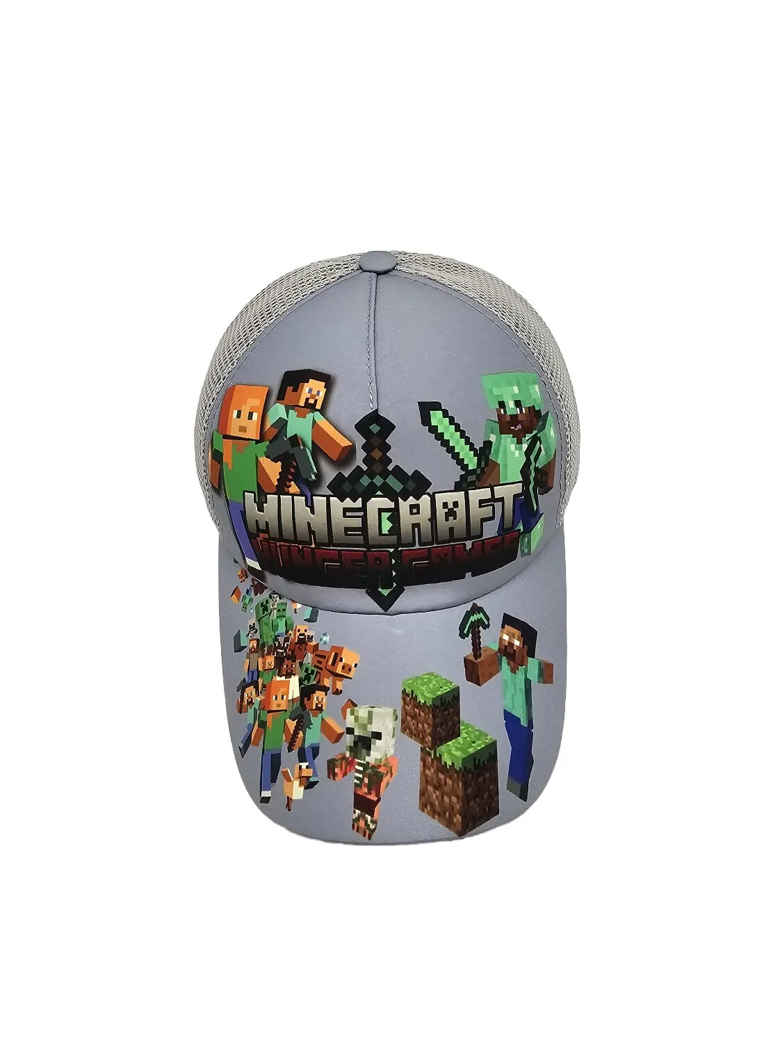 Бейсболка с сеткой и рисунком Minecraft Hunger Games 52-55 Серый 13826 