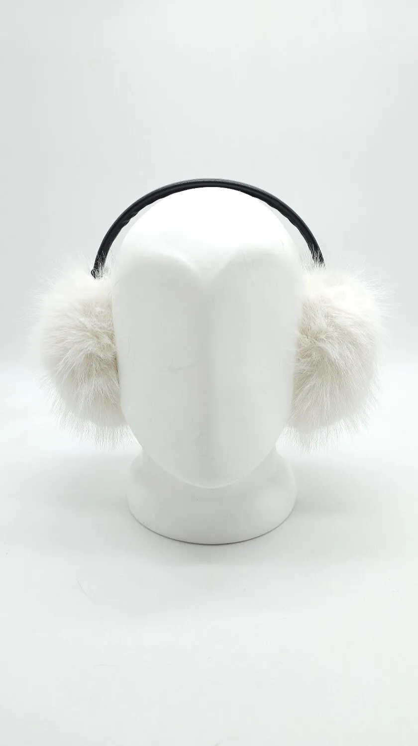 Навушники дитячі хутряні з песця  SumWin one size Молоко GMN05 
