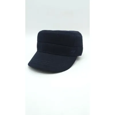 Кепка німка бавовняна однотонна утеплена з вухами Mazur L/58-59 Темно-синій NK3-KO4