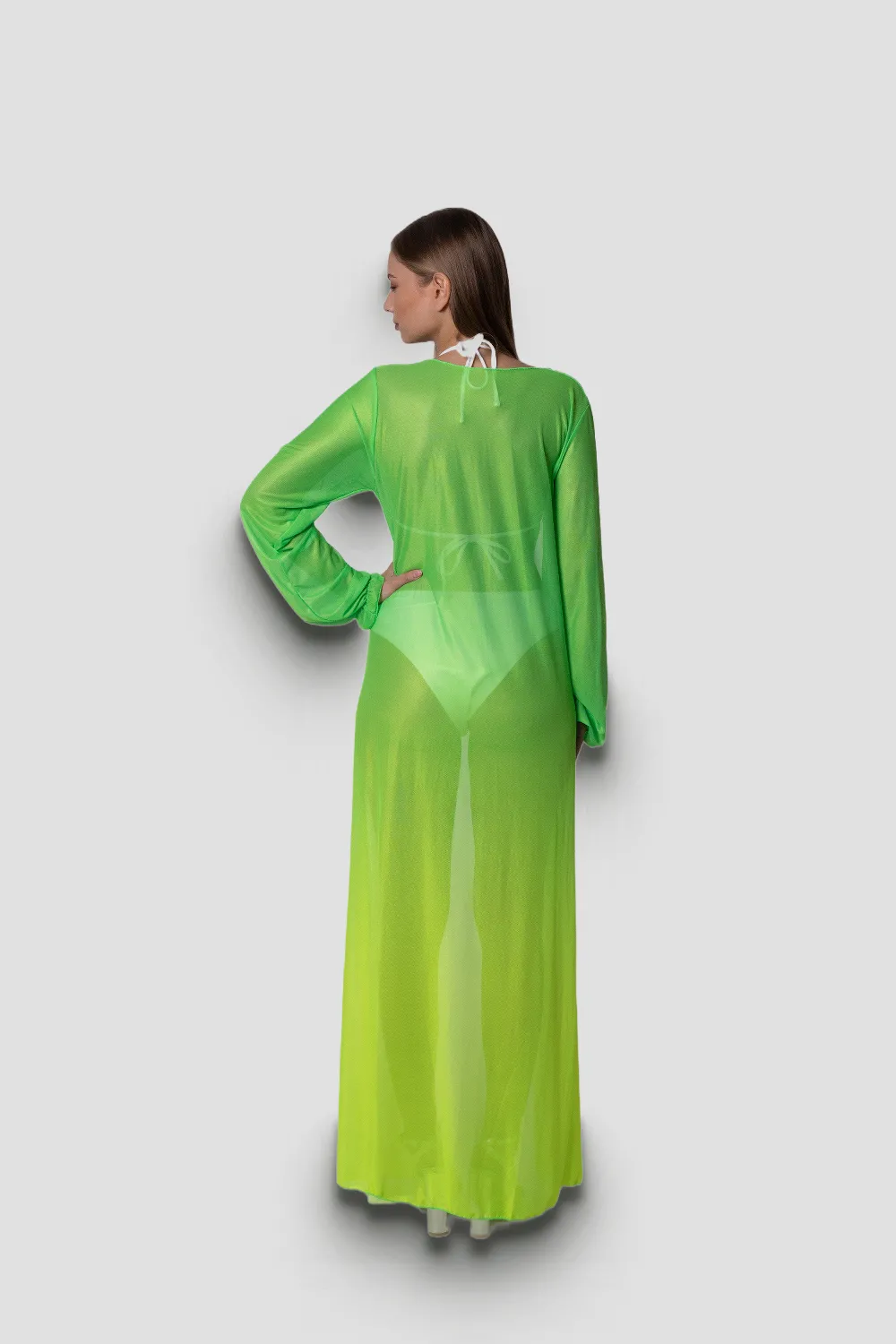 Пляжный халат парео на завязку с длинными рукавами 1831 Fuba L Салатовый 12376 