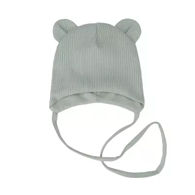 Шапка трикотажна для хлопчика з вушками та зав'язками Міхо Talvi 44-46 Оливковий