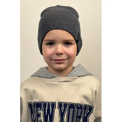 Шапка пряма подвійна подовжена дрібної в’язки в рубчик Flinn Cascona 50-55 Сірий