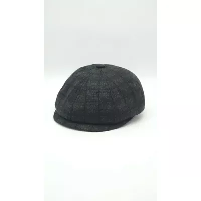 Кепка восьмиклинка тіарова утеплена з вушками в клітинку Mazur 56 Темно-сірий V283