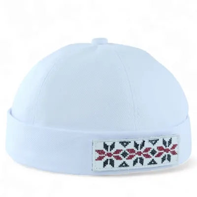 Кепка без козирка феска докер ВИШИВАНКА2 VladAltex 59-60 Білий 17-10