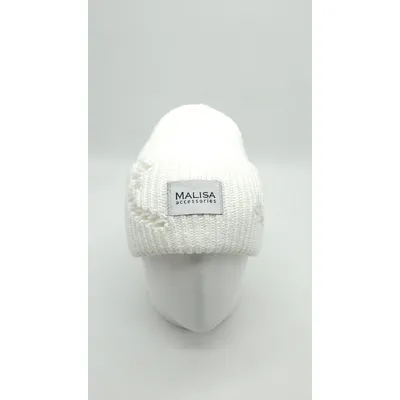 Шапка лопата в’язана грубої вязки без підкладки з манжетом БРУНО Malisa 54-60 Молочний