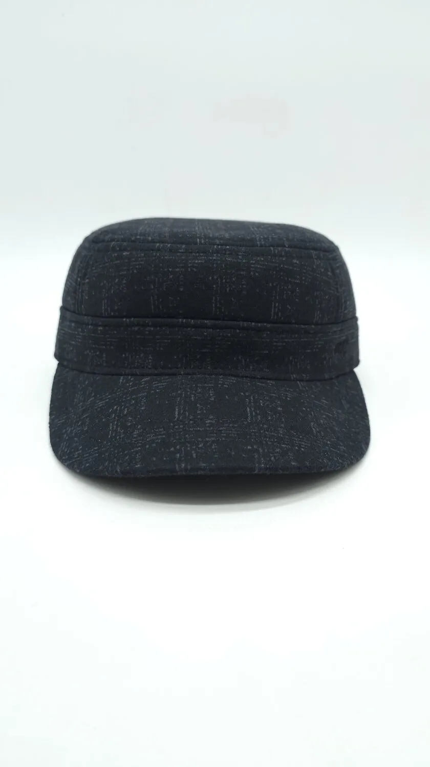 Кепка німка тіарова утеплена з вухами в приховану клітинку Mazur XS/54-55 Чорний  NK2-OR52 