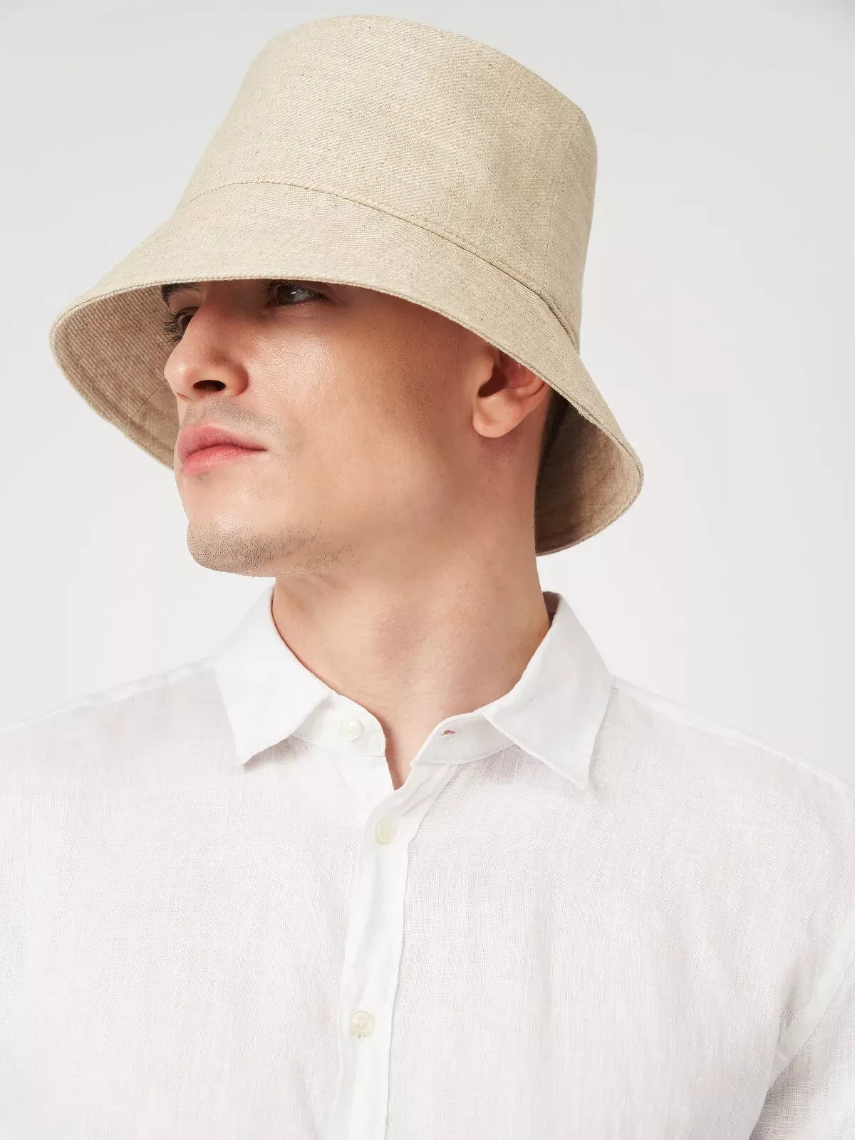 Панама лляна однотонна Bucket Hat Fortune 55-56 Бежевий 