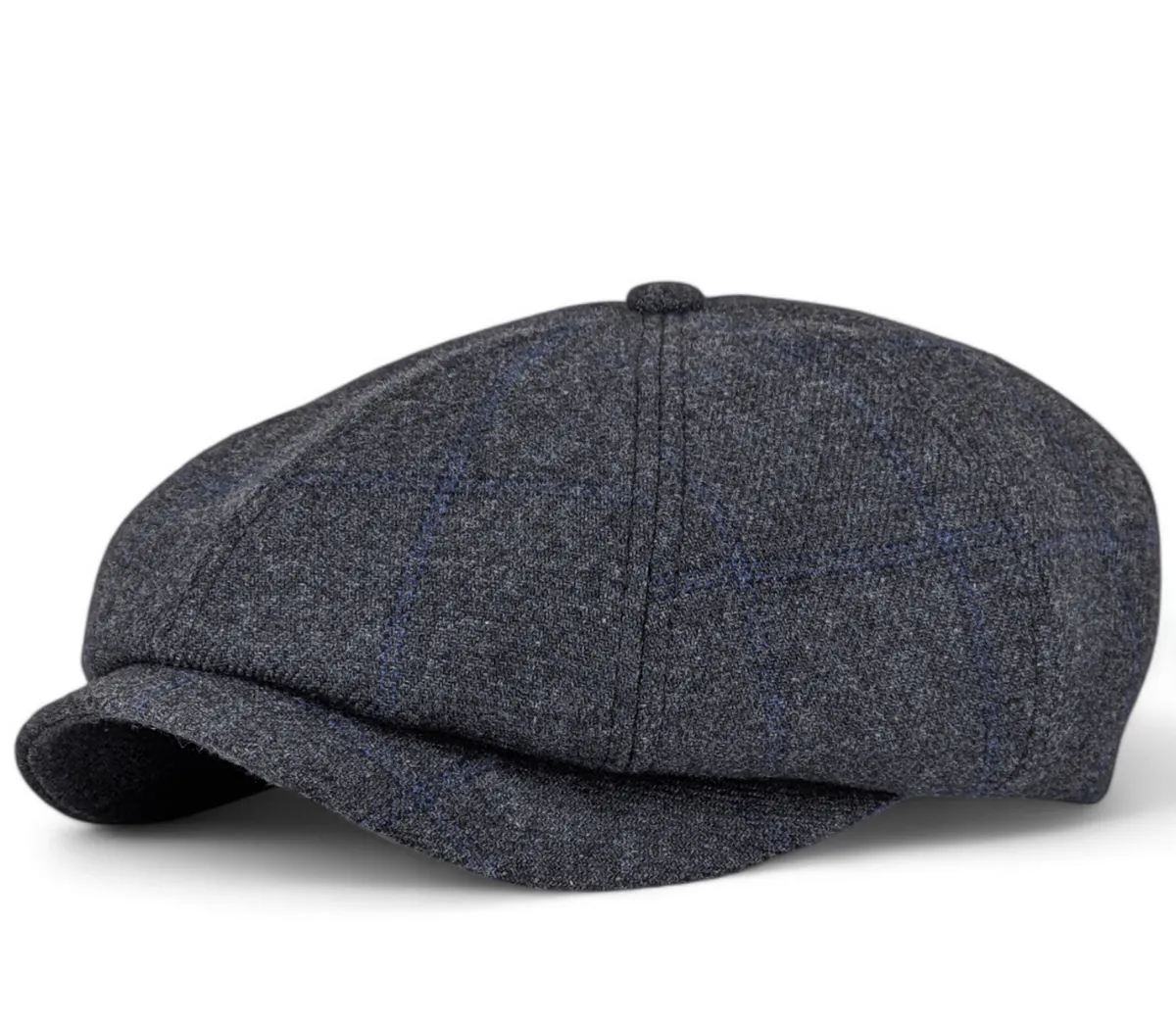 Кепка восьмиклинка хуліганка вовняна в клітинку VladAltex 56 Темно-сірий 19101-26 