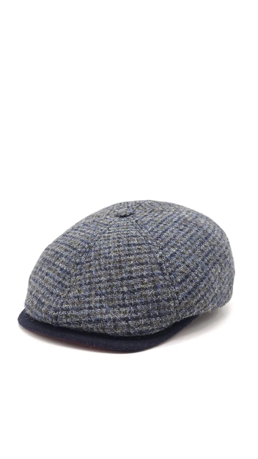 Кепка восьмиклинка вовняна в кольову клітинку 6-LEONARDO HarrisTweed HOOK 56 Темно-сірий HT-C402 