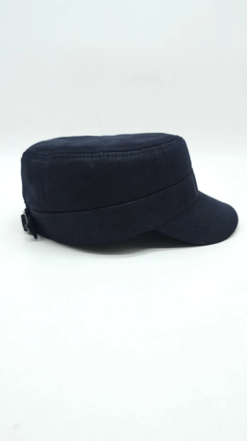 Кепка німка бавовняна однотонна утеплена з вухами Mazur S/55-56 Темно-синій NK3-KO4 