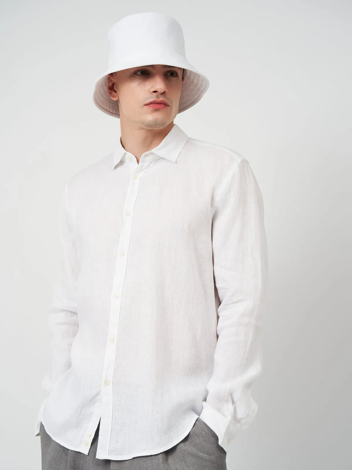 Панама лляна однотонна Bucket Hat Fortune 55-56 Білий 