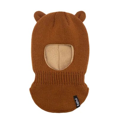 Шапка балаклава шолом в’язана з вушками на флісовій підкладці Мімі Talvi 40-42 Цегловий 15869