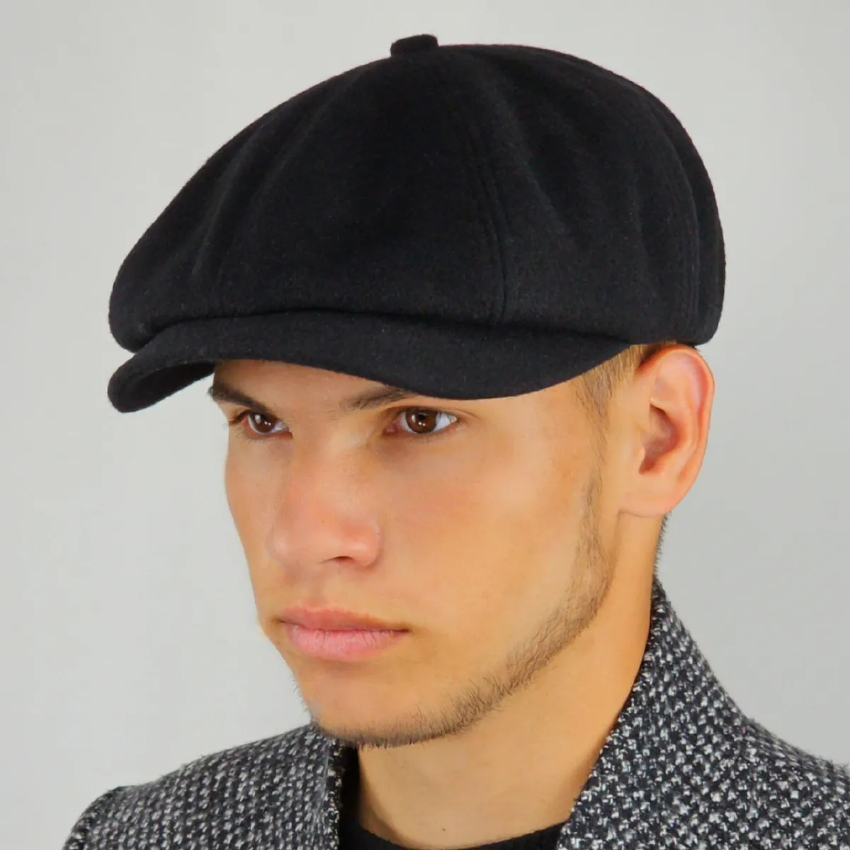 Кепка восьмиклинка хуліганка кашемірова NewBoy Гетсбі VladAltex 55 Чорний 07-46 