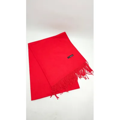 Шалик палантин жіночий кашеміровий одношаровий з френзлями CASHMERE Fortune 200х70см Червоний