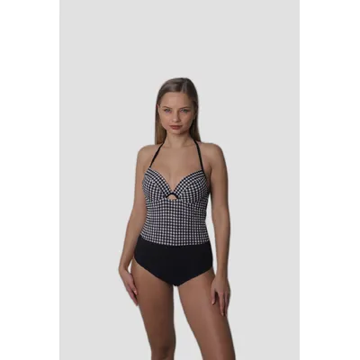 Купальник суцільний з фактурного матеріалу F28D Feba L Чорний з білим 12726