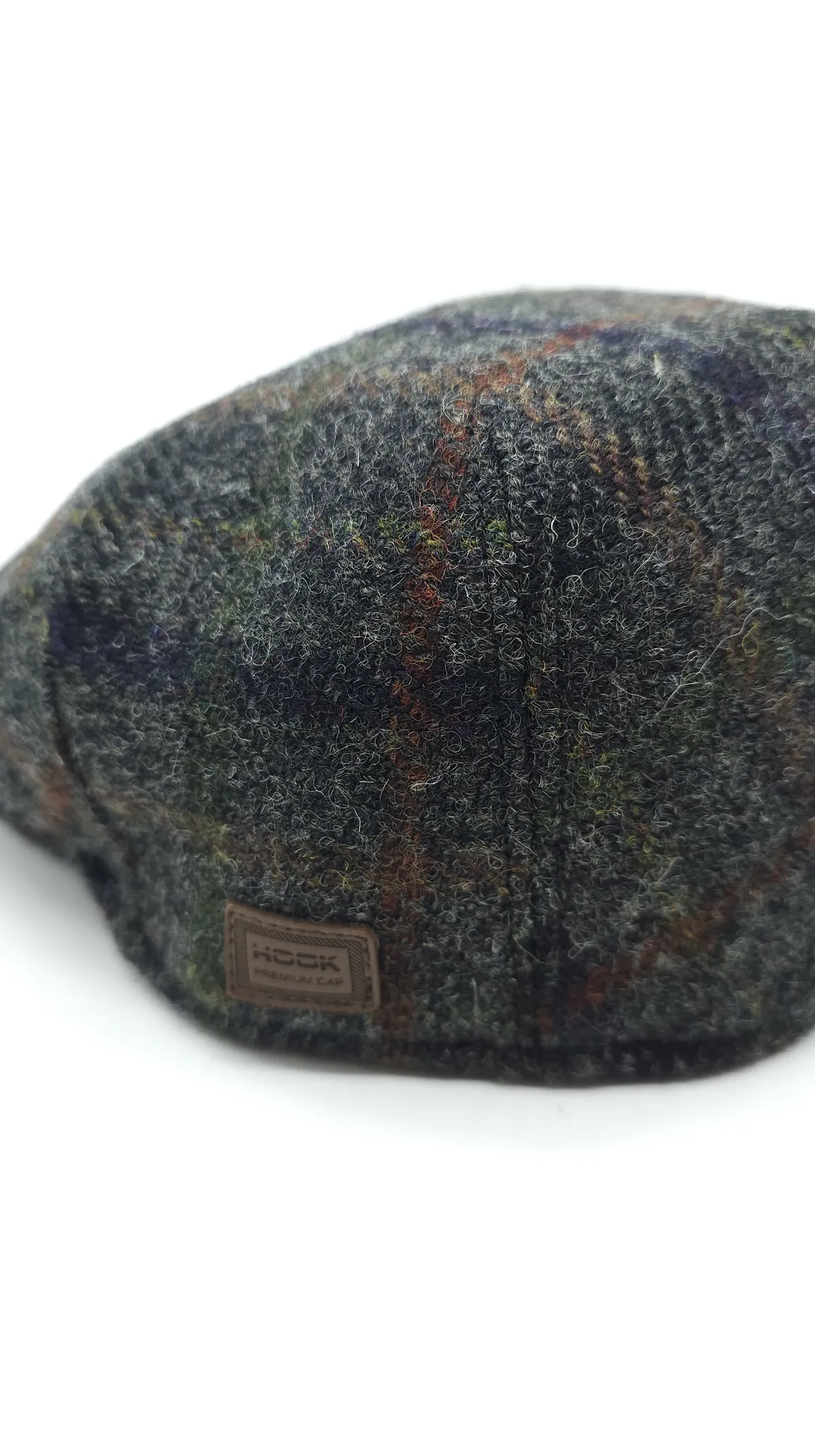 Кепка пряма реглан вовняна в клітинку HarrisTweed HOOK 56 Cірий R-CF 