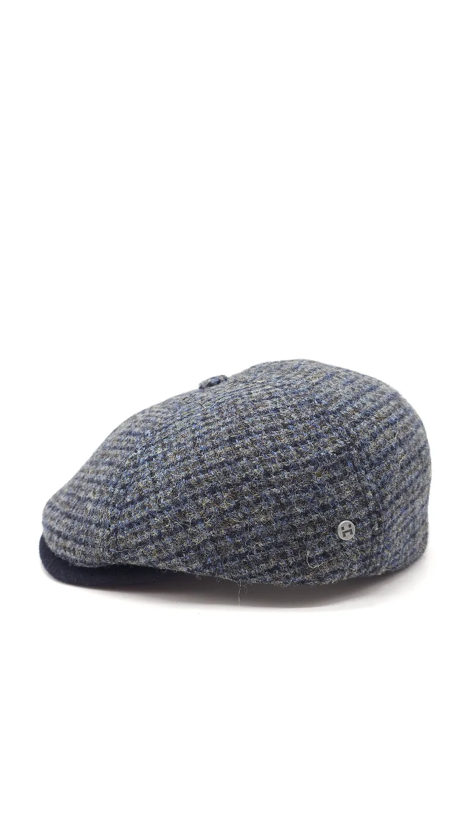 Кепка восьмиклинка вовняна в кольову клітинку 6-LEONARDO HarrisTweed HOOK 56 Темно-сірий HT-C402 