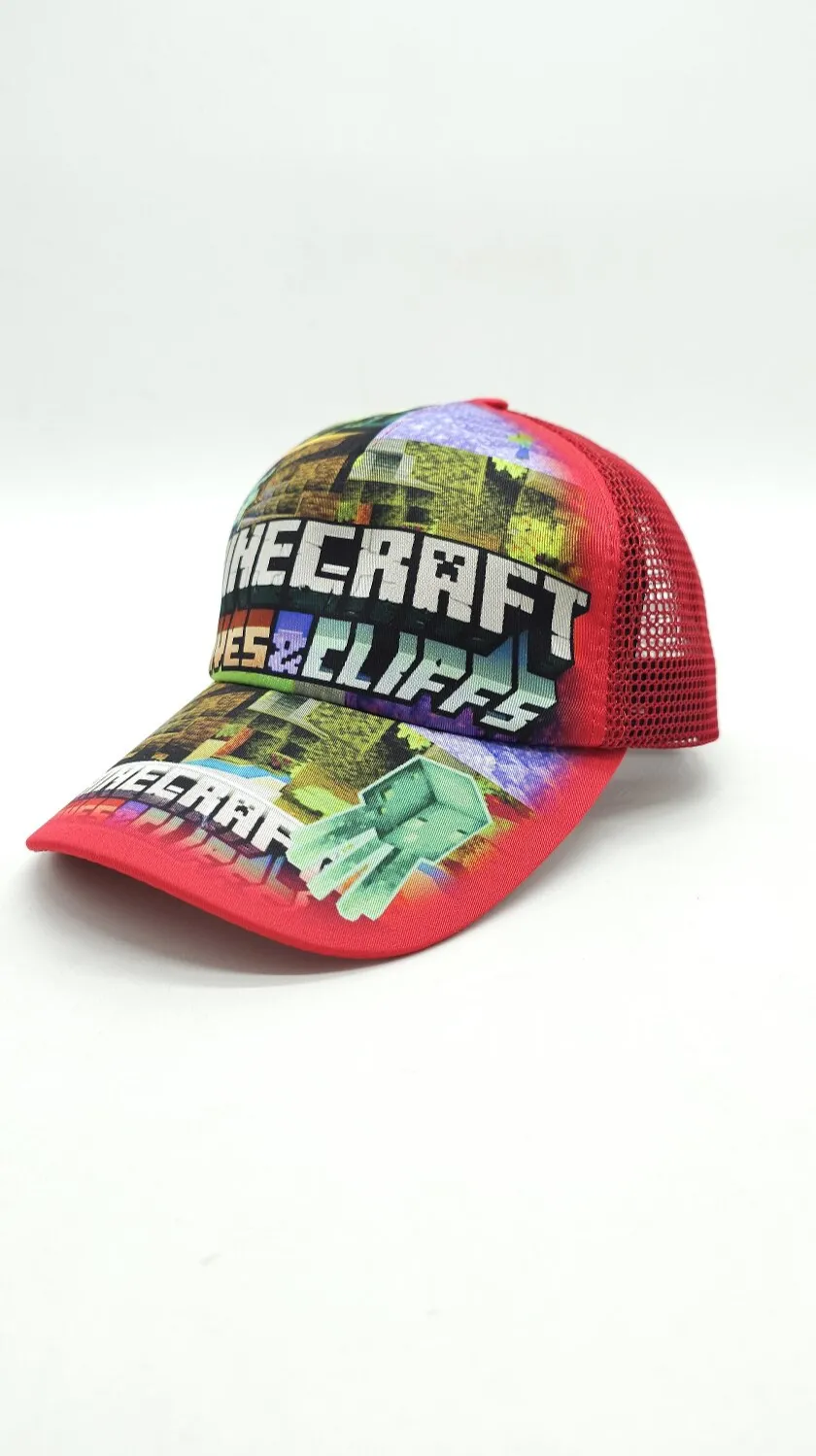 Бейсболка з сіткою та малюнком Minecraft Caves&Cliffs 52-55 Червоний 