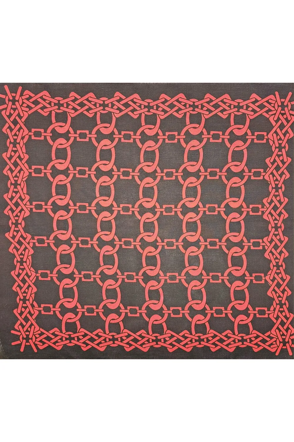 Бандана платок повязка цепи 55х55 Черный с красным 11542 