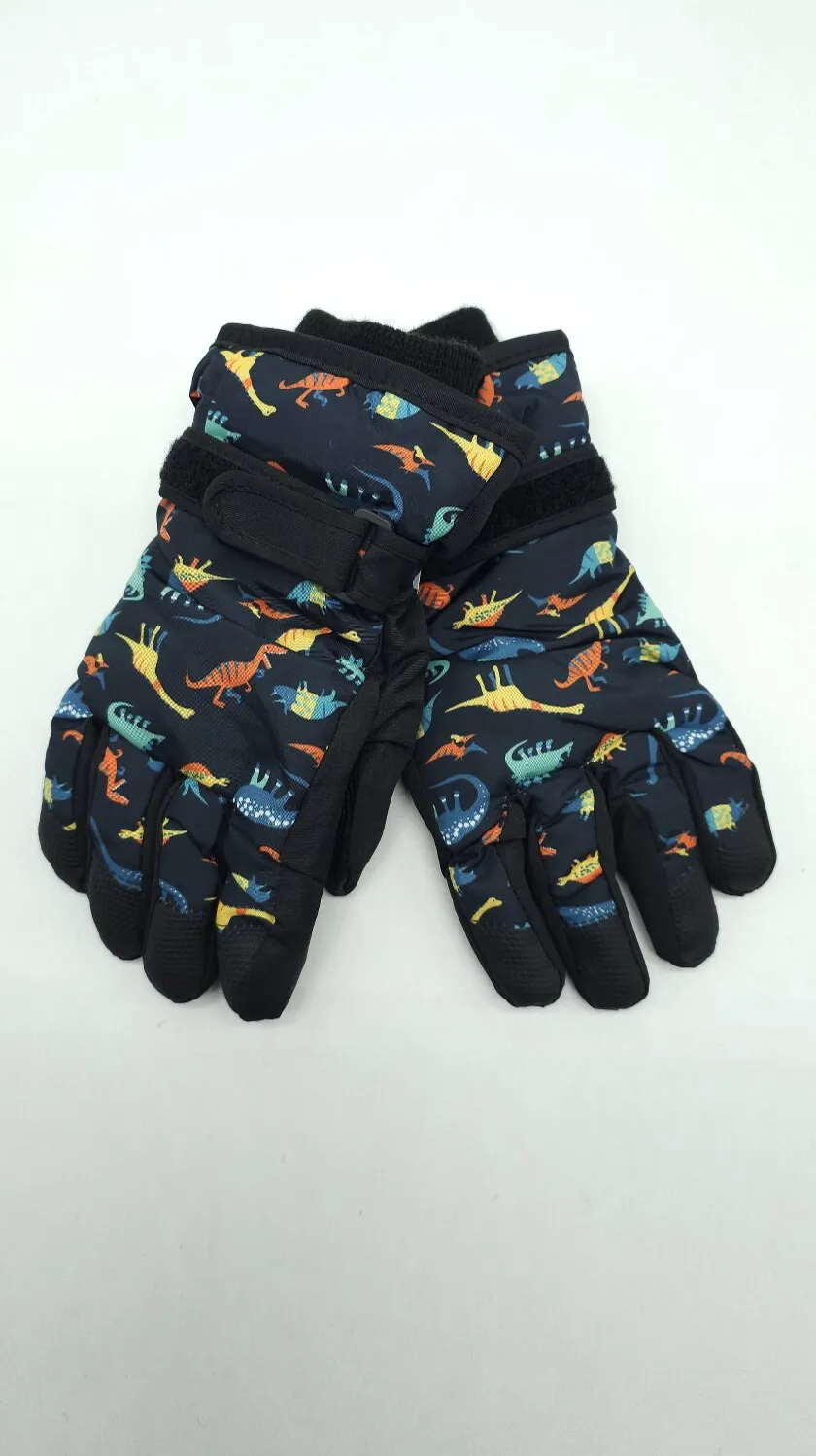 Перчатки детские лыжные плащевые C-2201 LUCKYLOONG L- XL Черный с желтым 