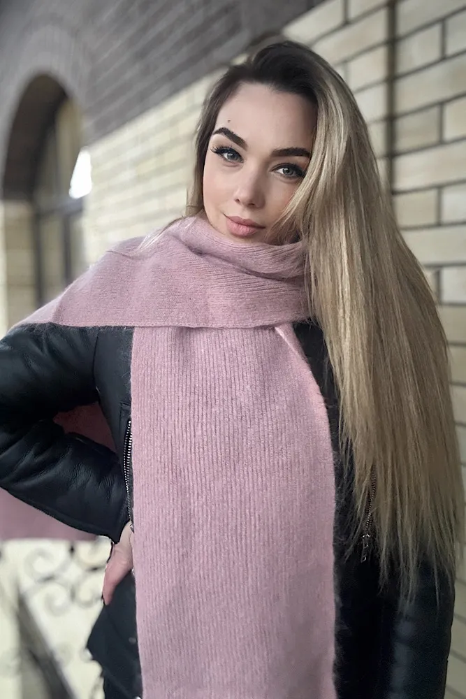 Шалик ангоровий одношаровий Felicia Cascona 180x23см Пудровий 