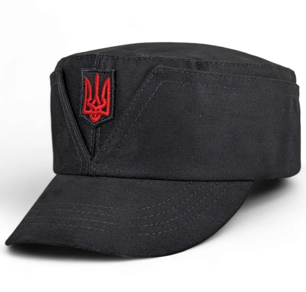 Кепка німка мазепинка бандерівка австрійка бавовняна тонка з кокардою та тризубом VladAltex 56 Чорний 43-19 