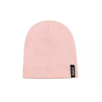 Шапка однотонна з одинарного трикотажу в рубчик Тіффані Talvi 46-48 Світло-рожевий 14649