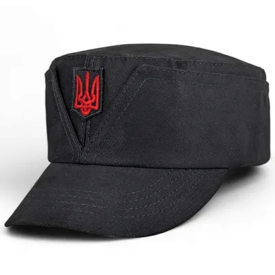 Кепка німка мазепинка бандерівка австрійка бавовняна тонка з кокардою та тризубом VladAltex 56 Чорний 43-19