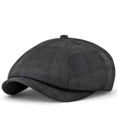 Кепка восьмиклинка хуліганка вовняна в клітинку Premium VladAltex 56 Темно-серий 530-26
