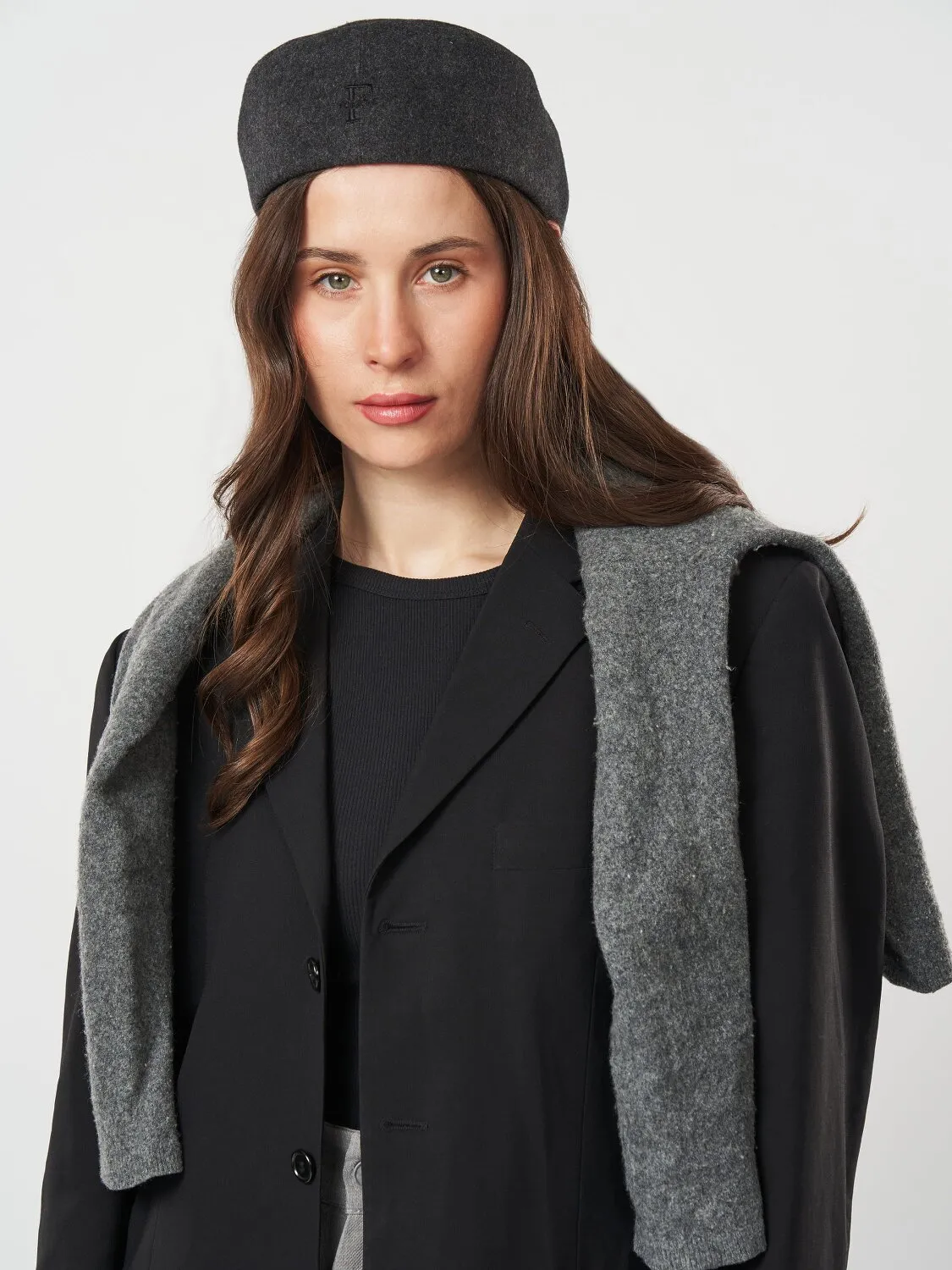 Кепи кашемировое Flat Cap Fortune 55-57 Темно-серый 