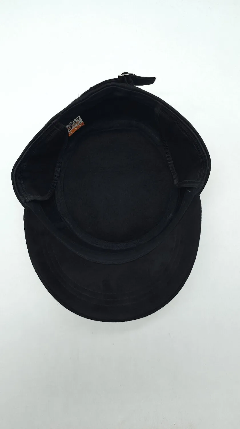 Кепка німка бавовняна однотонна утеплена з вухами Mazur L/58-59 Чорний NK3-KO1 