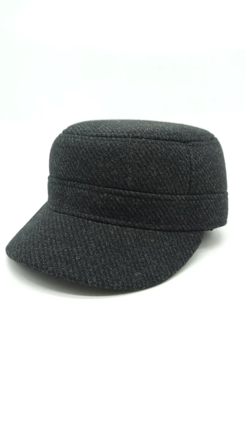 Кепка німка кашемірова утеплена з вухами Mazur S/55-56 Темно-сірий  NK3-KW68 