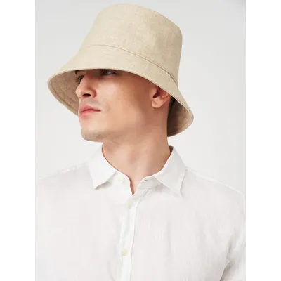 Панама льняная однотонная Bucket Hat Fortune 55-56 Бежевый