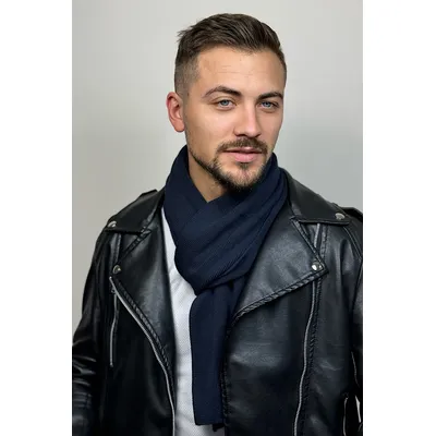 Шарф мужской вязаный Jack Cascona 180x28см Темно-синий