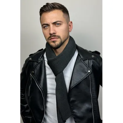 Шарф мужской вязаный Jack Cascona 180x28см Темно-серый