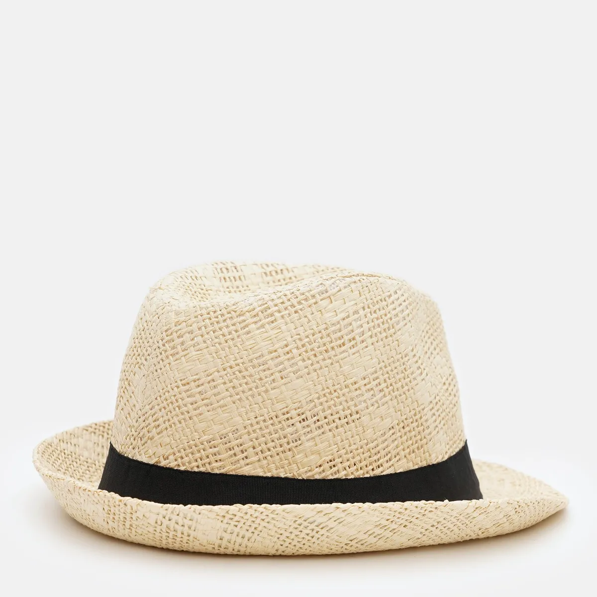 Капелюх челентанка з чорною стрічкою Fortune 57-59 Бежевий S684 