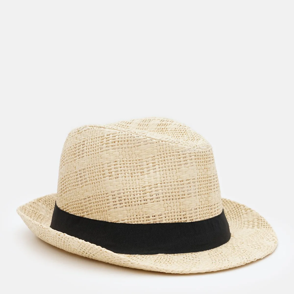 Капелюх челентанка з чорною стрічкою Fortune 57-59 Бежевий S684 