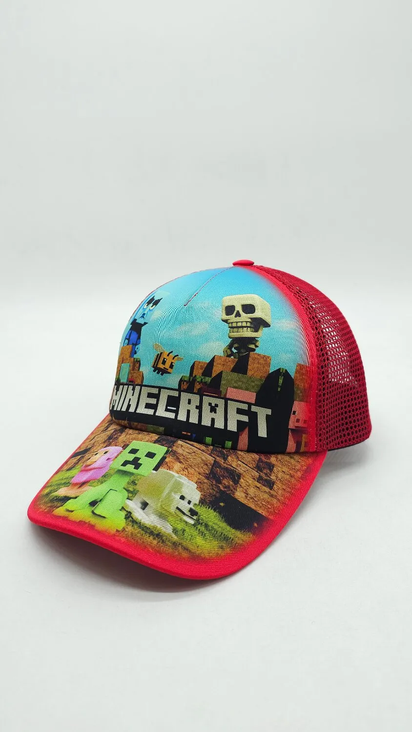 Бейсболка з сіткою та малюнком Minecraft SKELETON 52-55 Червоний 
