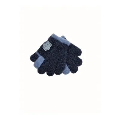 Рукавиці дитячі одинарні з нашивкою на вік 1-2 роки Темно-синій 15751