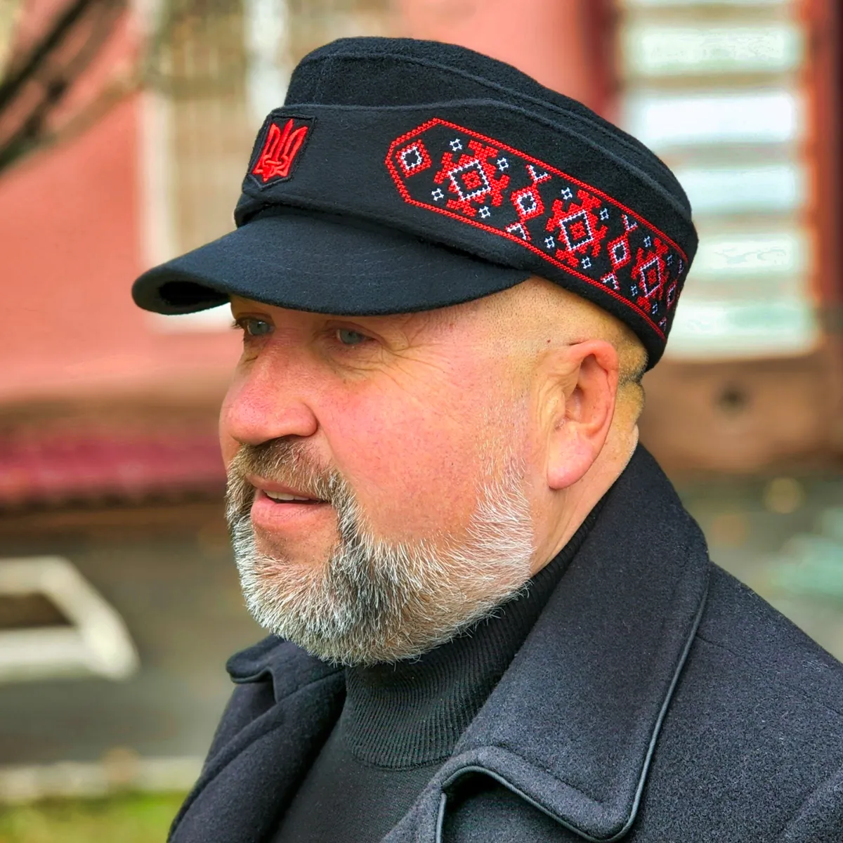 Кепка німка мазепинка бандерівка австрійка кашемірова з кокардою та вишивкою VladAltex 56 Чорний 01460-19 