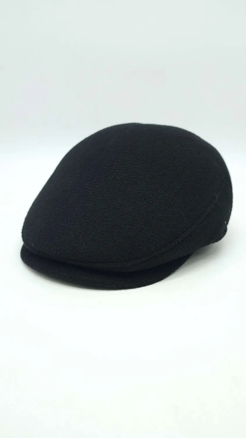 Кепка реглан пряма кашемірова на байці та вухами Mazur 56 Чорний KA1 