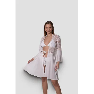 Пляжна накидка з довгими рукавами та ажурним декором SD032 Z. Five 2XL Білий 12670