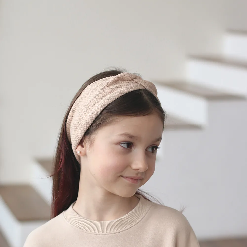 Пов’язка в’язана однотонна з перекрутом Стесі Talvi 52-54 Світло-бежевий 16255 