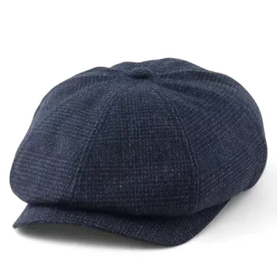 Кепка восьмиклинка хуліганка бавовняна в клітинку VladAltex 56 Темно-синій 964-26