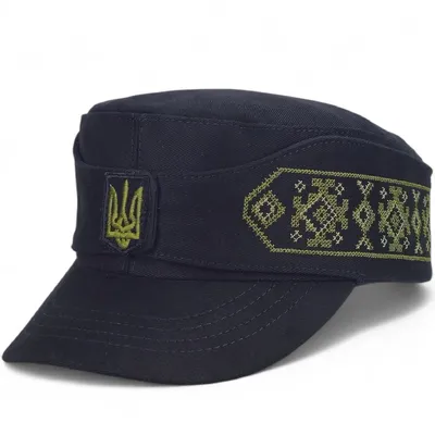 Кепка німка мазепинка бандерівка бавовняна з кокардою VladAltex 55 Чорний з оливковим 31-460-19-5