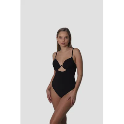 Купальник суцільний балконет в рубчик 5796-1 Sisianna 38 Чорний 13270